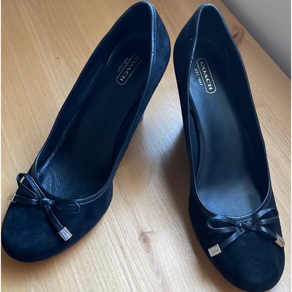 Coach Black Suede Wedge Shoes. - Picture 10 of 16